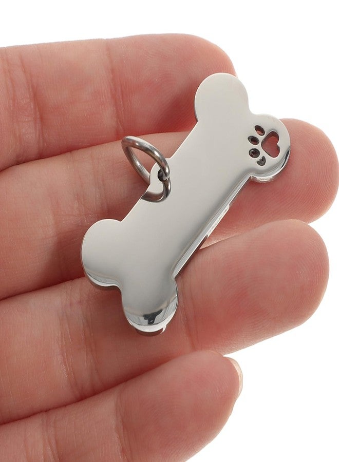 ArrErr 2 Pack Blank Dog Tags Stainless Steel Bone Heart Paw Shaped Pet ID Tags for Military Dogs Laser Engraved Stamping Personalizing Name Phone DIY Custom Neck Leash Collar Pendant Charms - Image 3